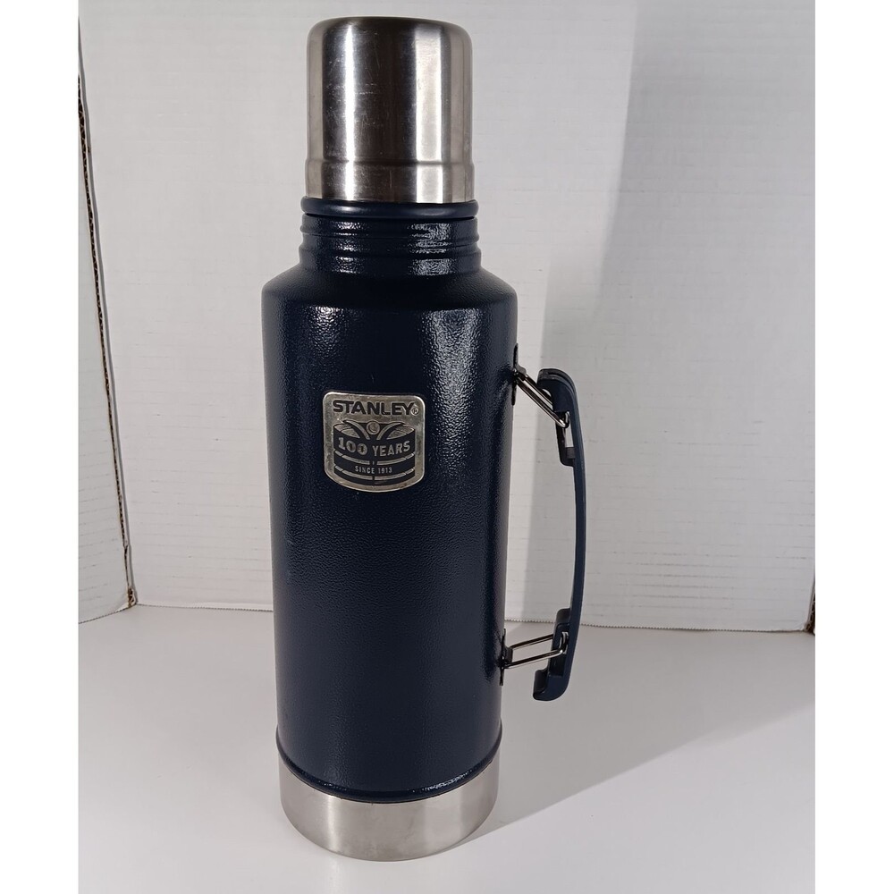 Stanley Metal Thermos 2 Qt 1.9 L Blue 100 Years Drink Coffee Soup